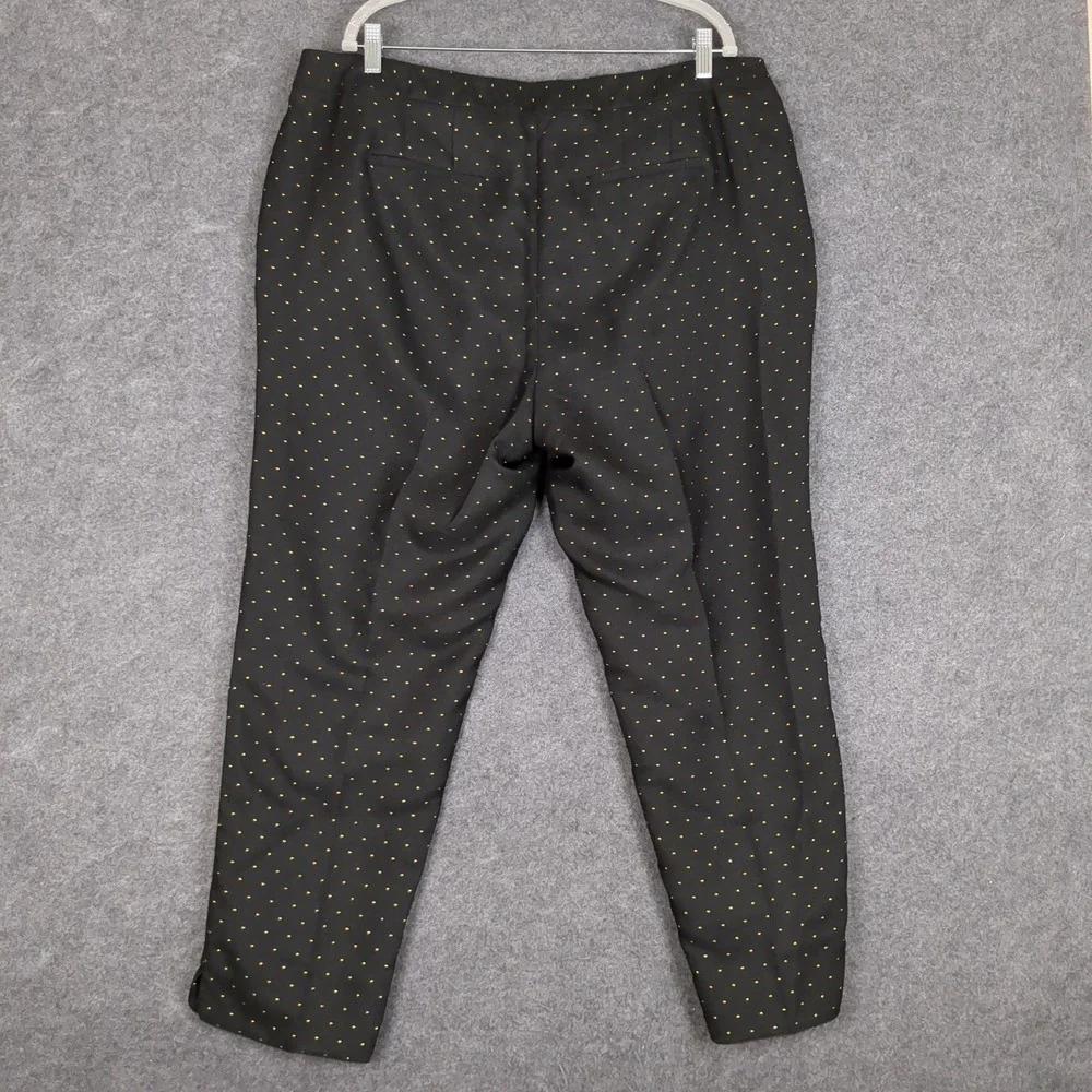 Talbots Woman Black Gold Polka Dot Embroidered Ankle Dress Pants Plus Size 16W - Picture 7 of 14